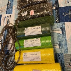Assorted Poly Mesh Rolls & mesh tubing in Yellow, Green, and Brown NEW